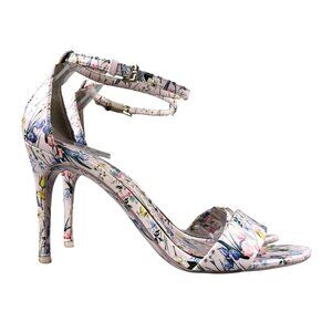 Aldo Women's Size 8.5 Cally Pink Blue Floral High Heel Ankle Strap Sandals